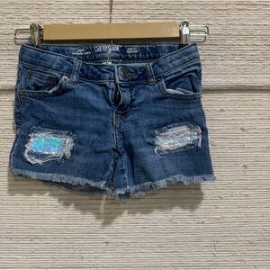 Blue Sequin Jean Shorts for Girls